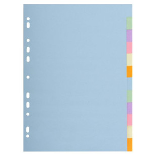 Intercalaires pastel carton Forever 12 positions - A4 - Couleurs assorties